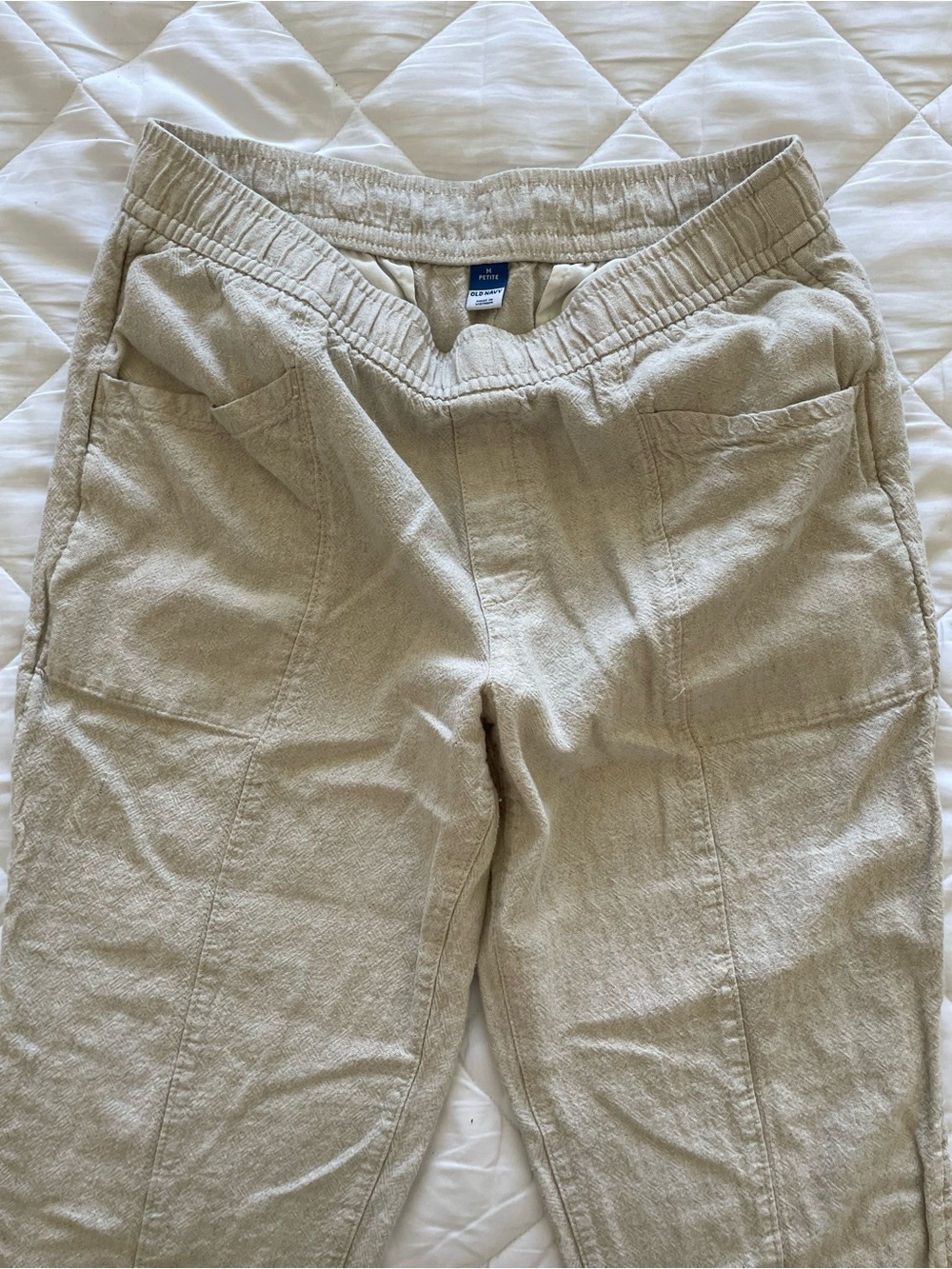 Old Navy Women's Tan Elastic-Waist Linen Pants